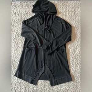 Black Hooded Open-Front Shrug